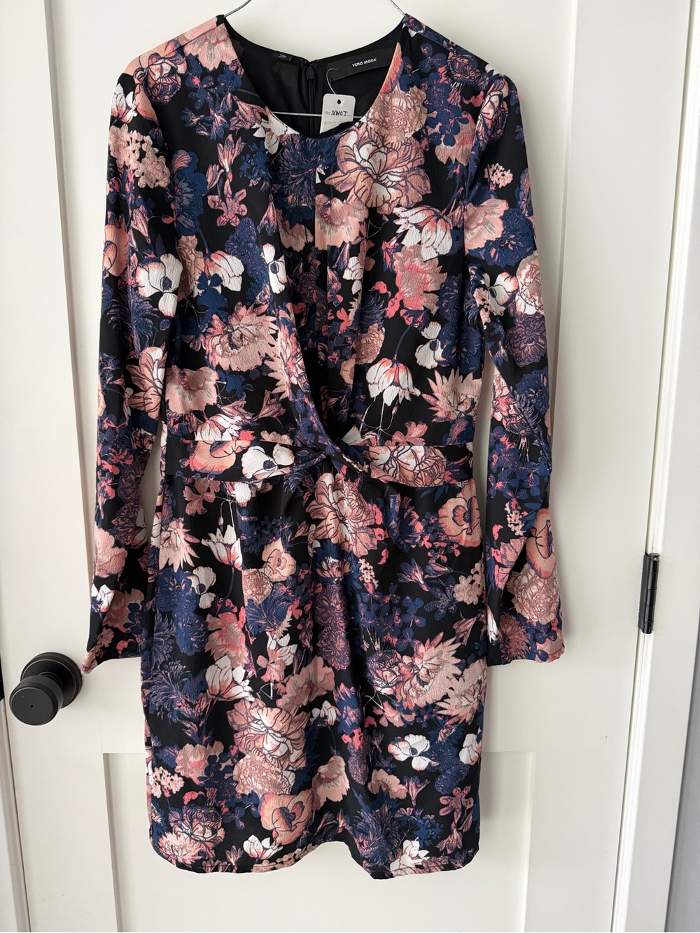 Vero Moda Navy & Pink Floral Long Sleeve Dress